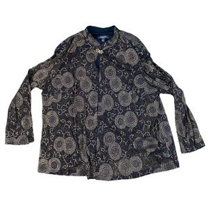 Woman’s R&M Richards open front semi sheer gold & black shirt jacket size 22W